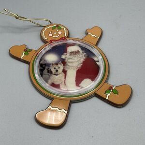 Vtg Pet Smart Gingerbread Pet Photo Frame Christmas Ornament Plastic 6" T 3" Dia